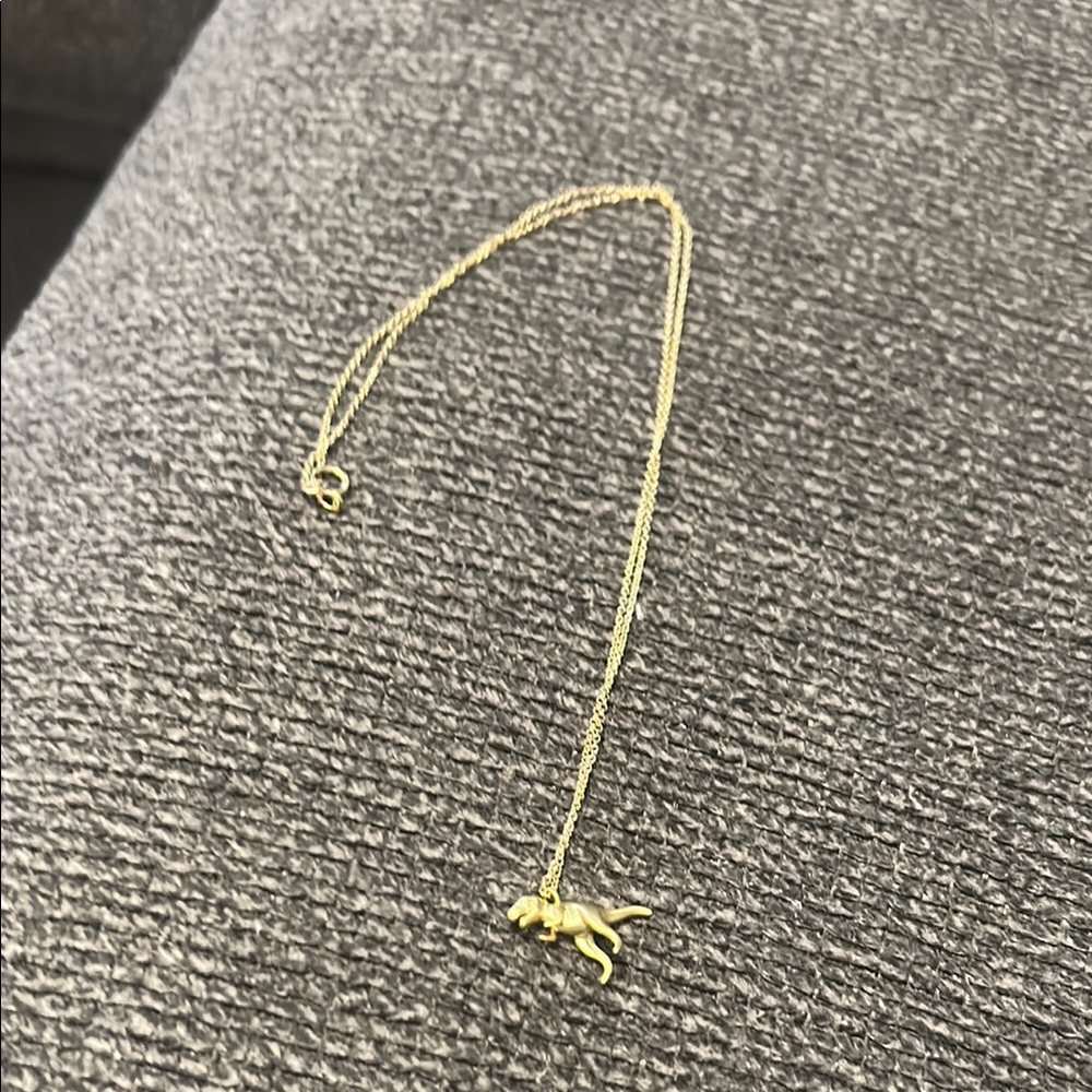 Gold Necklace with Dinosaur Pendant